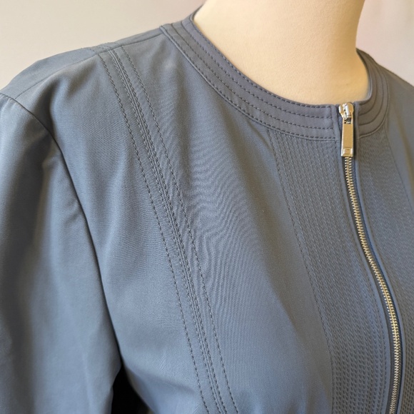 LAFAYETTE 148 NY JACKET FULL ZIP STRETCHY COTTON BLD MOTO ZIP POCKETS CHIC 8 - Picture 6 of 11